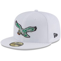 Men's Philadelphia Eagles New Era White Throwback Logo Omaha 59FIFTY Fitted Hat 3155931